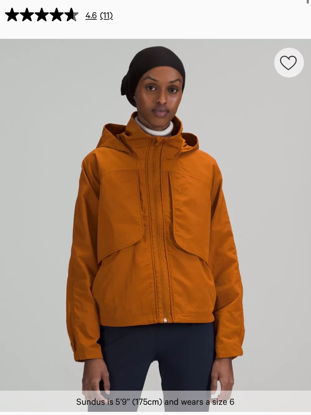 lululemon athletica Hooded Utility Jacket in Rust Orange